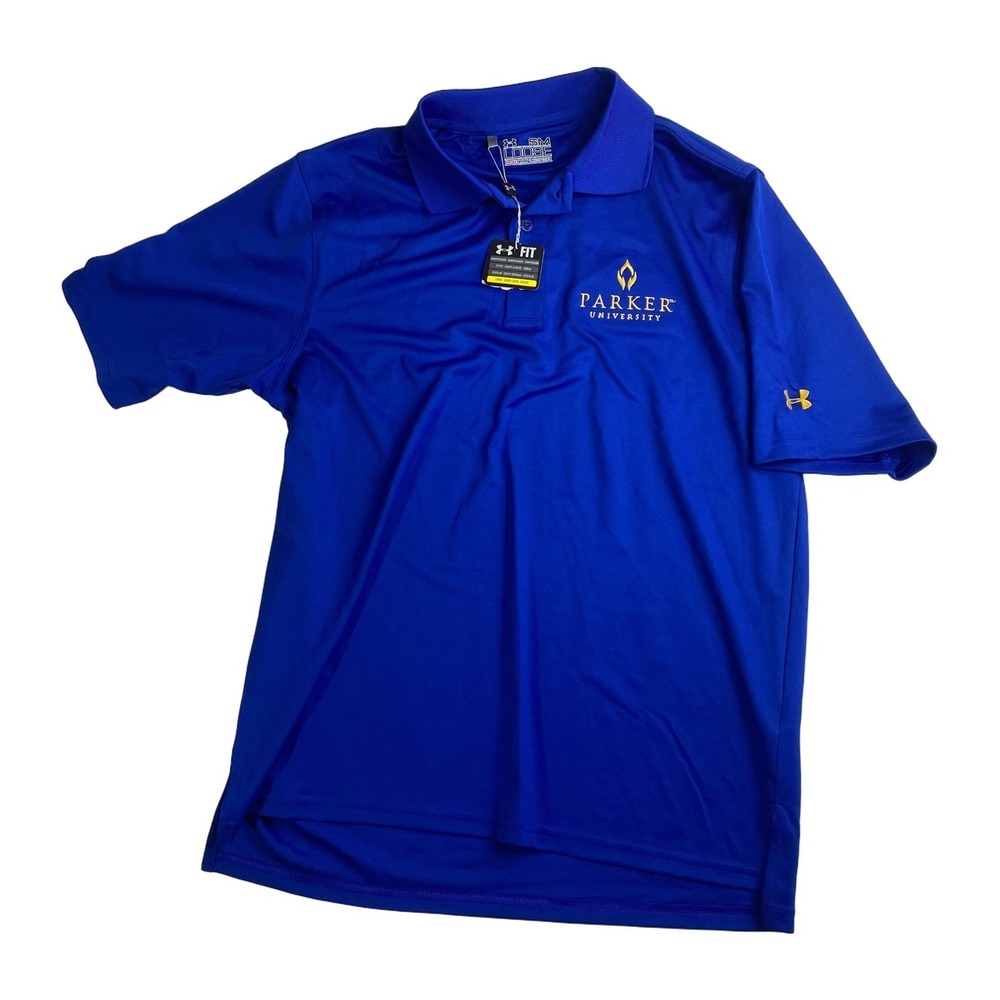 Under Armour Loose Shirt Polo Mens Small Heatgear Blue Parker University